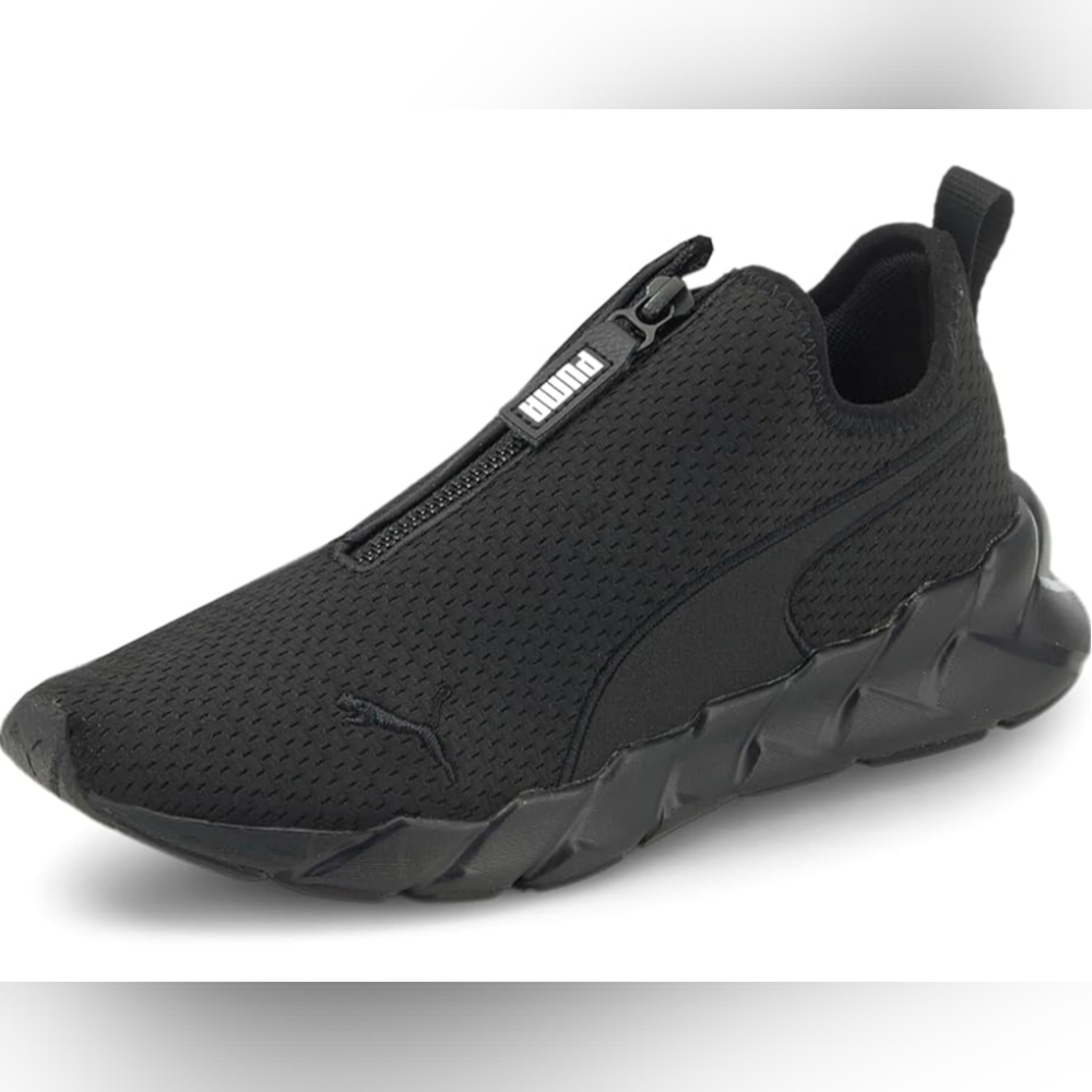 Puma Black Slip-On Sneakers Size 10 Zip Closure Like New